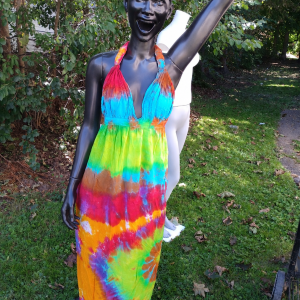 Carnival Sunset Tie-Dye Halter Dress – 1X